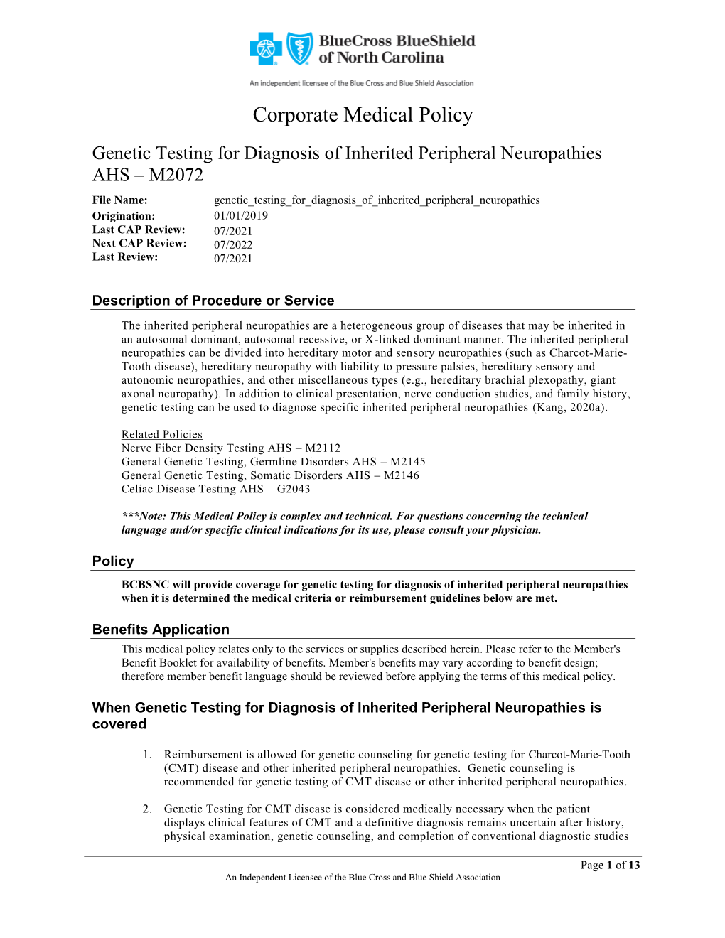 Genetic Testing for Diagnosis of Inherited Peripheral Neuropathies