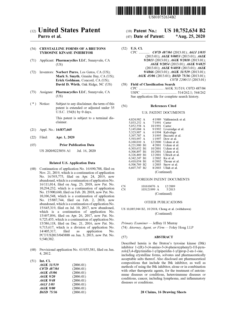 ( 12 ) United States Patent ( 10 ) Patent No .: US 10,752,634 B2 Purro Et Al