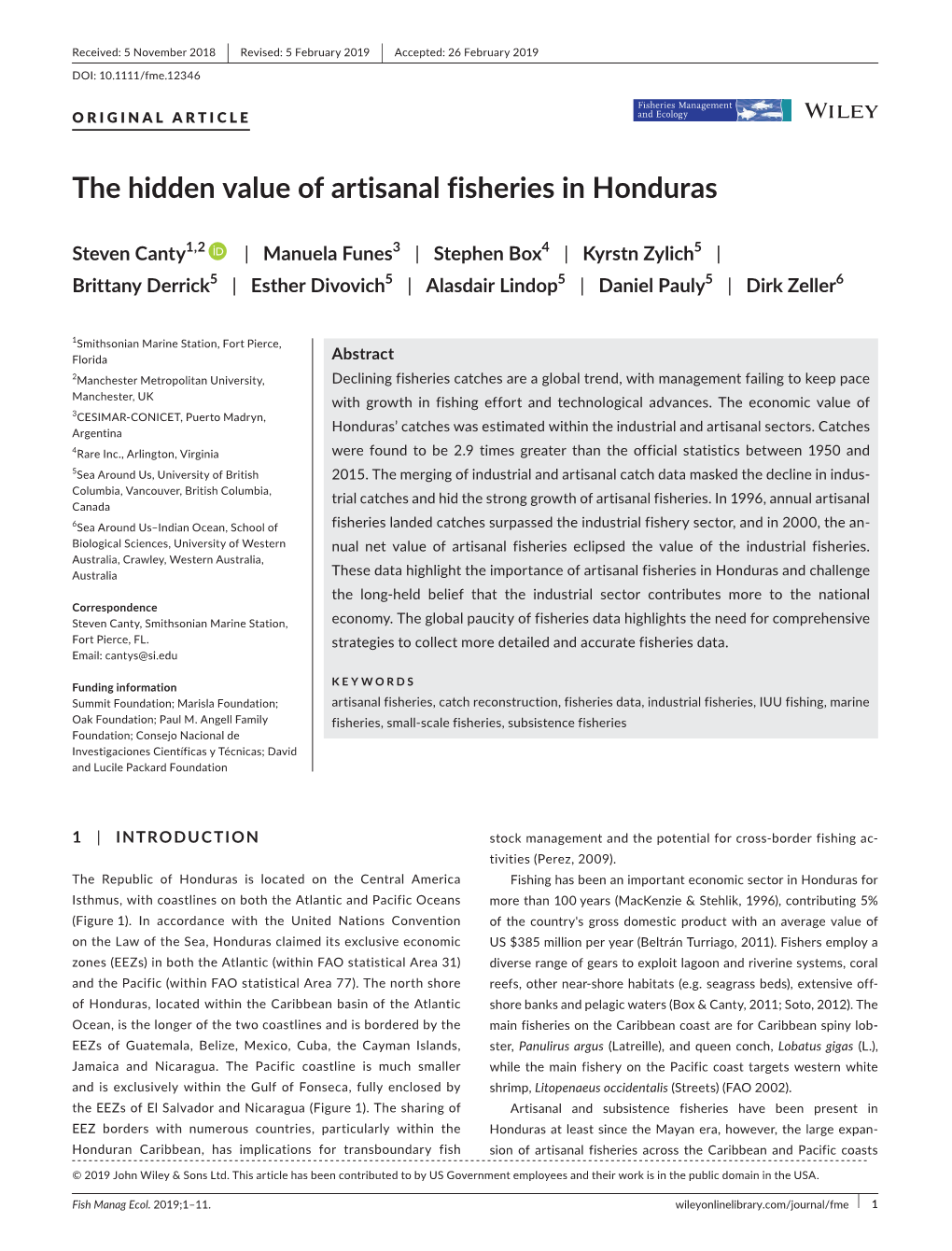 The Hidden Value of Artisanal Fisheries in Honduras