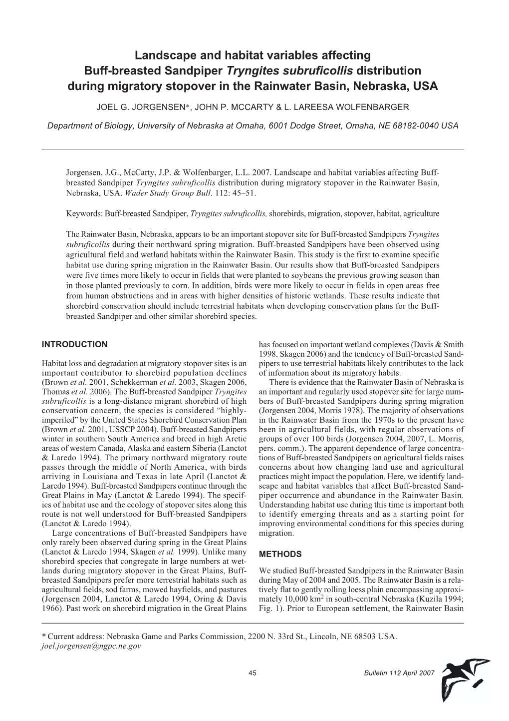 Landscape and Habitat Variables Affecting Buff-Breasted Sandpiper Tryngites Subruficollis Distribution During Migratory Stopover in the Rainwater Basin, Nebraska, USA