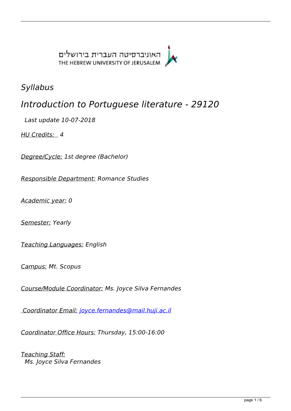 Introduction to Portuguese Literature - 29120