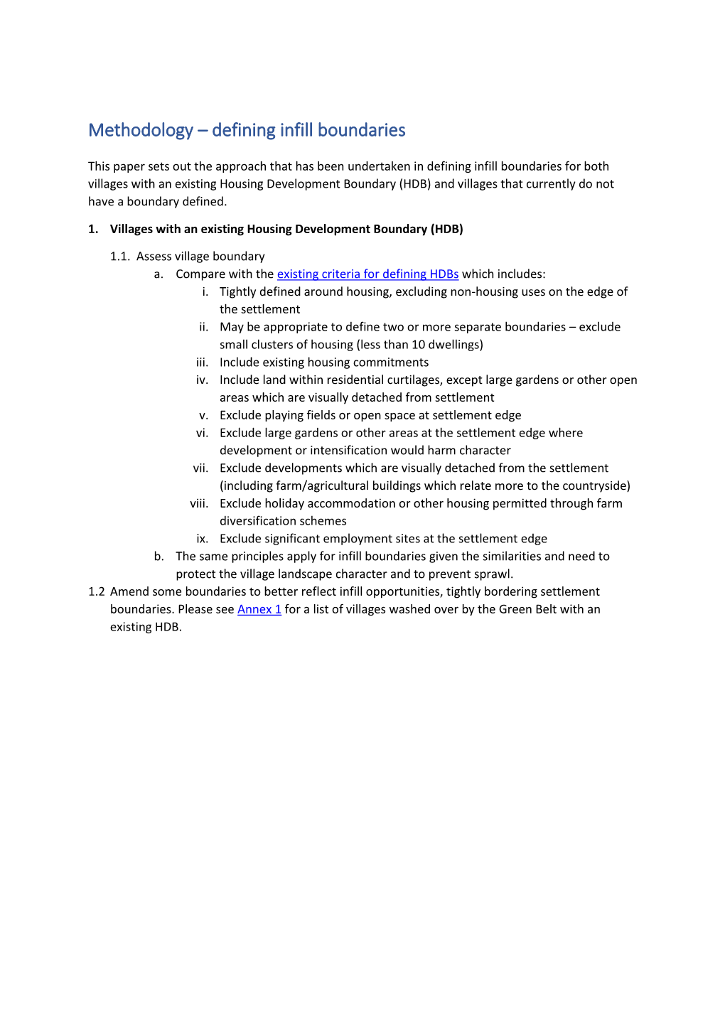 Methodology – Defining Infill Boundaries