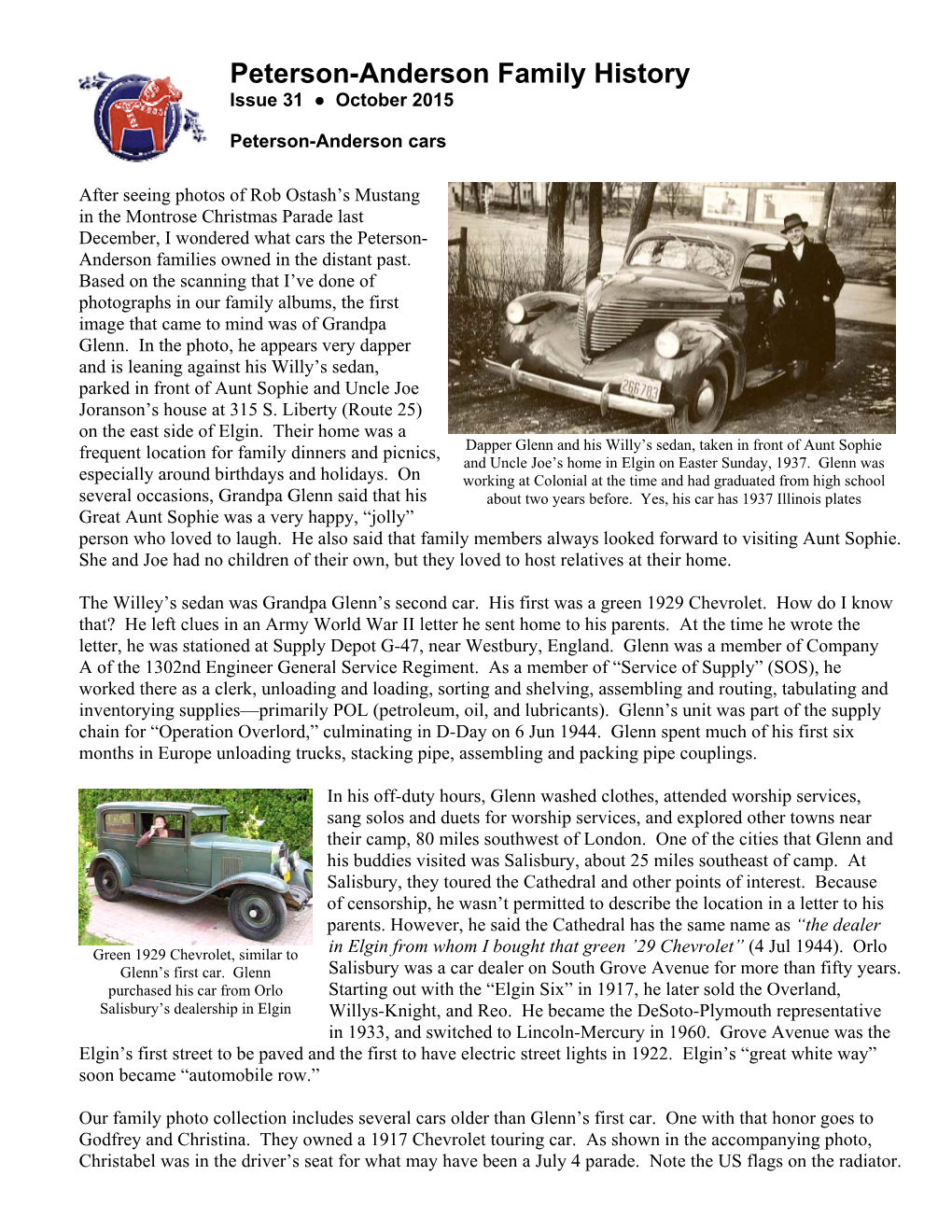 Peterson-Anderson Family History Issue 31 ● October 2015