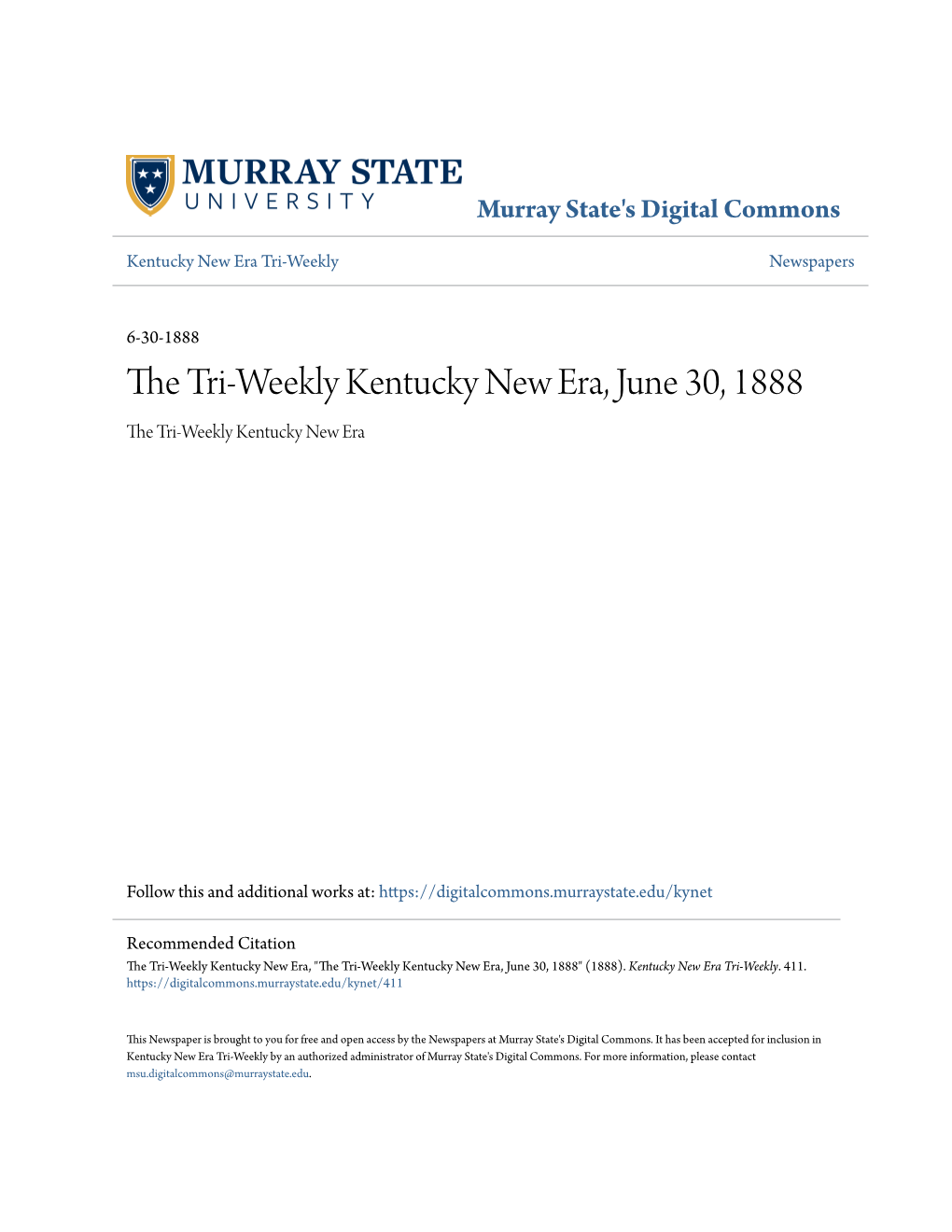 The Tri-Weekly Kentucky New Era, June 30, 1888