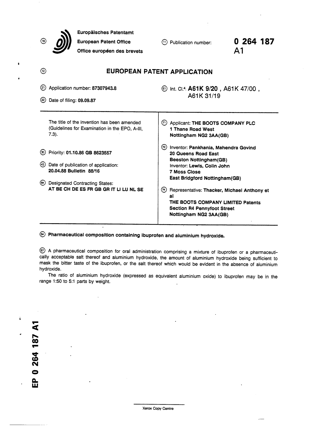 Pharmaceutical Composition Containing Ibuprofen and Aluminium Hydroxide