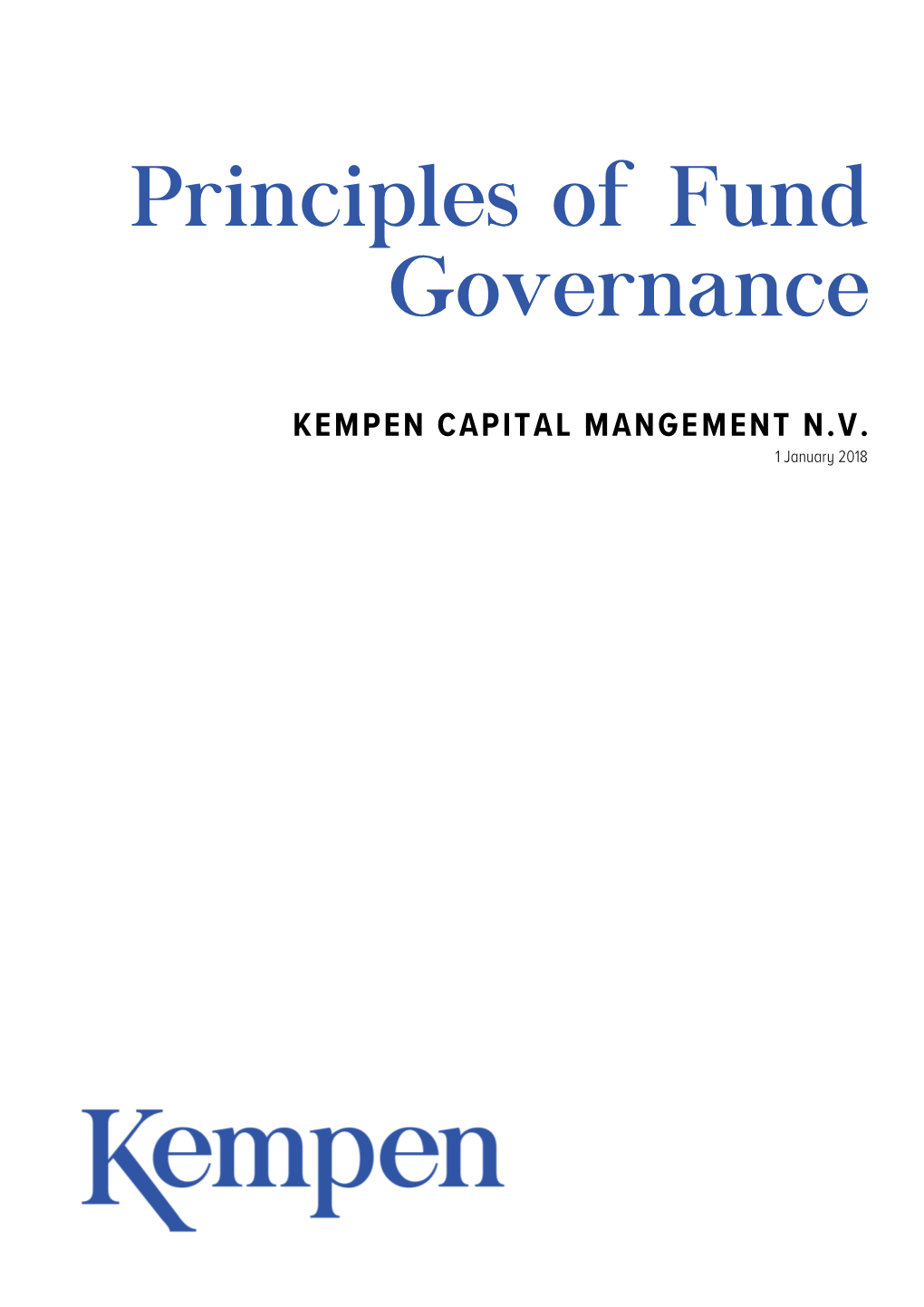 Principles of Fund Governance