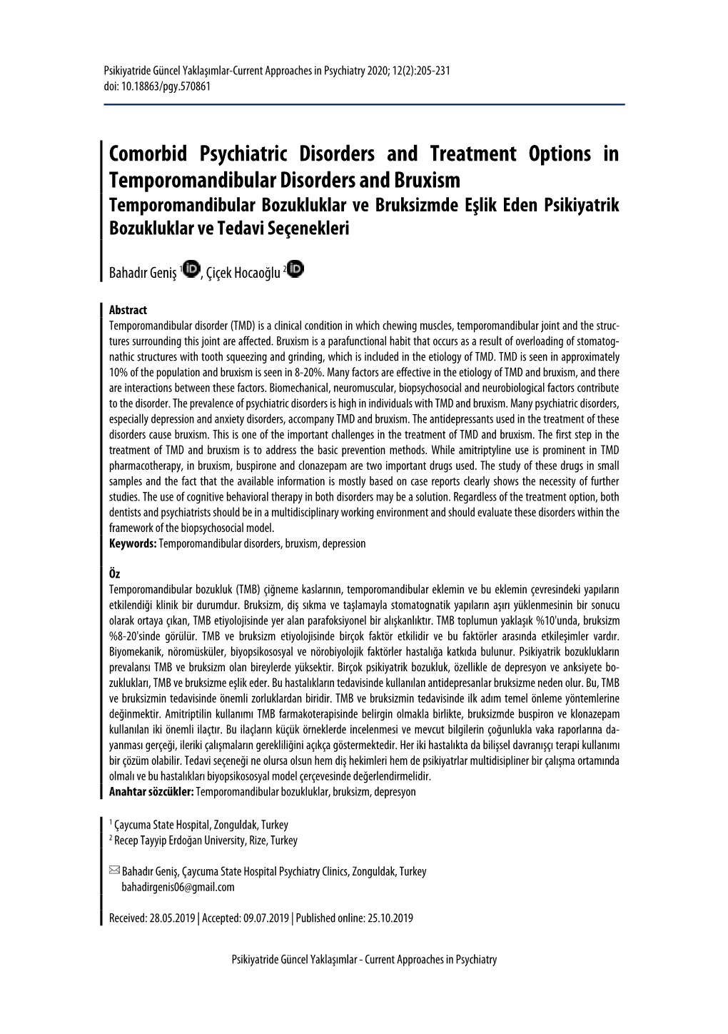 Comorbid Psychiatric Disorders and Treatment Options In