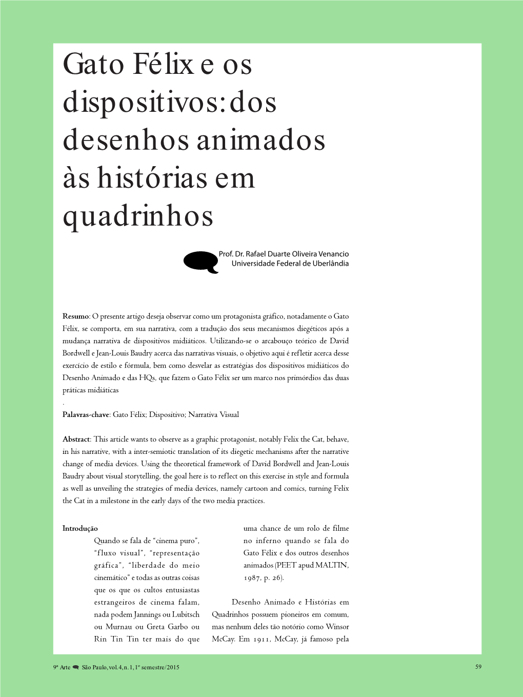 Gato Félix E Os Dispositivos: Dos Desenhos Animados Às Histórias Em Quadrinhos