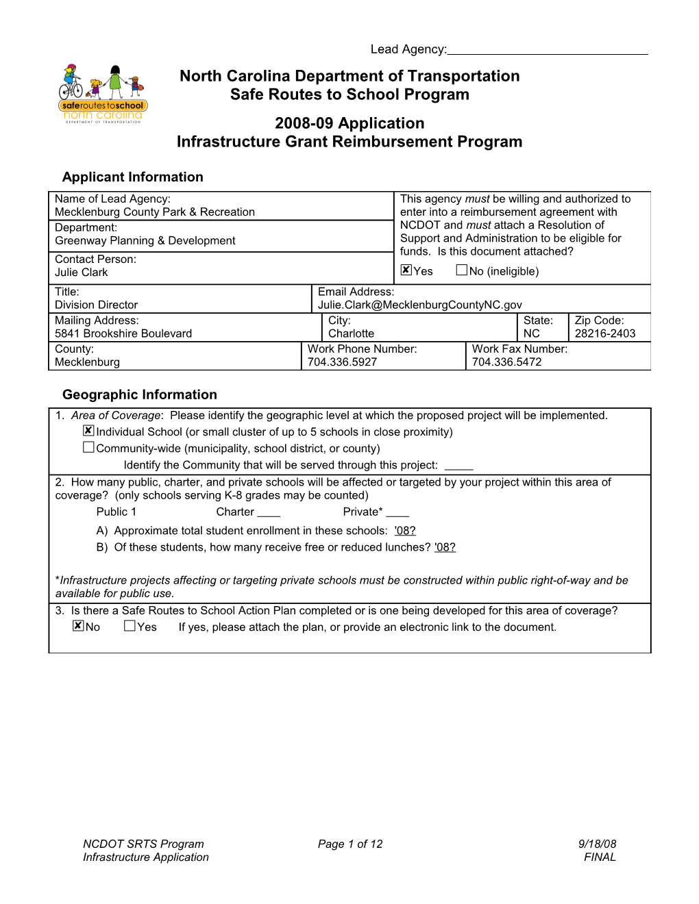 Safe Routes to School Program