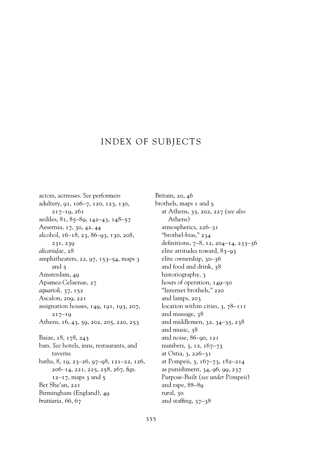 Index of Subjects