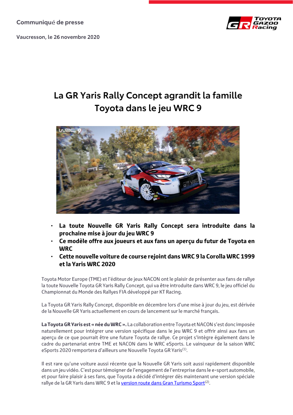 RP 2020-132 La GR Yaris Rally Concept Agrandit La Famille Toyota
