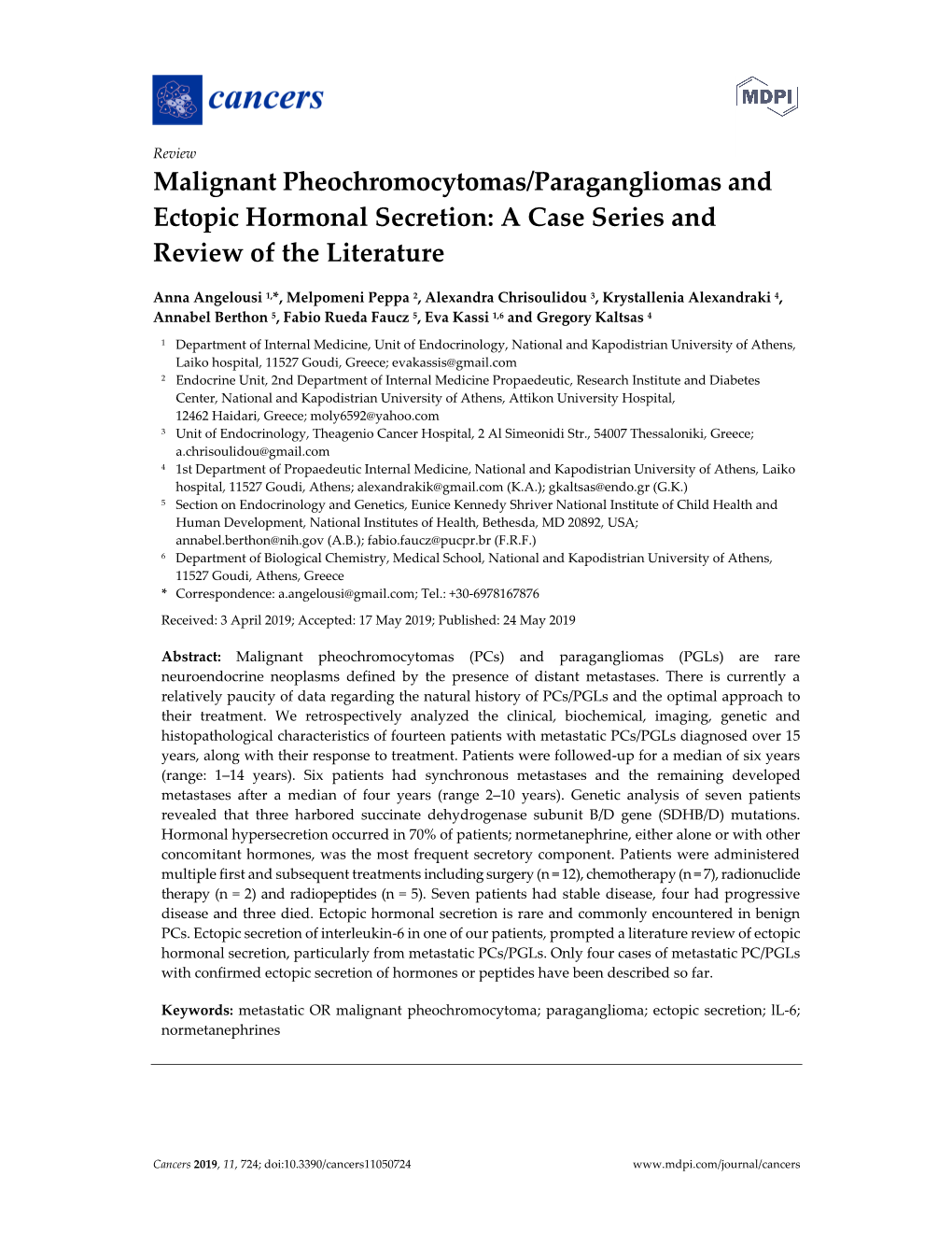 Malignant Pheochromocytomas/Paragangliomas and Ectopic Hormonal Secretion: a Case Series and Review of the Literature