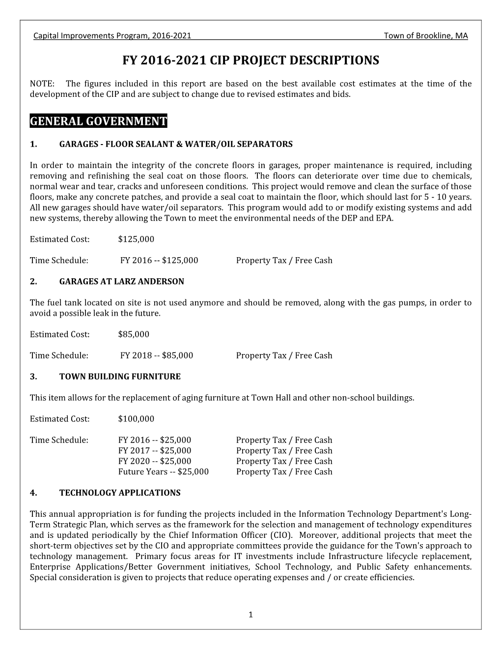 Fy 2016-2021 Cip Project Descriptions