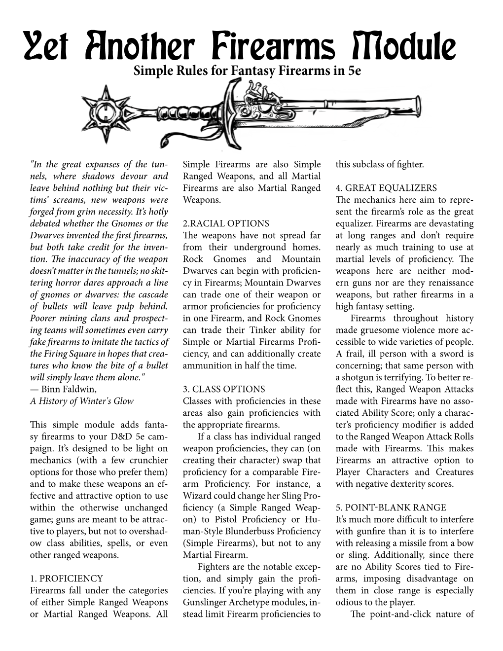 Yet Another Firearms Module Simple Rules for Fantasy Firearms in 5E