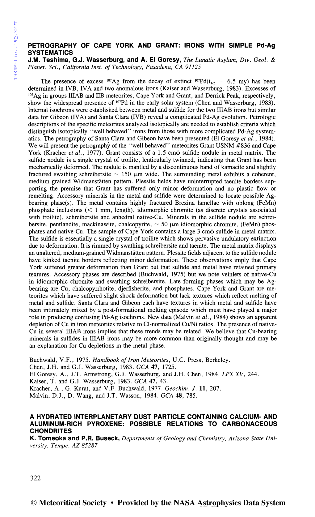 Meteoritical Society • Provided by the NASA 1\ ~J:R Gphysics Data System