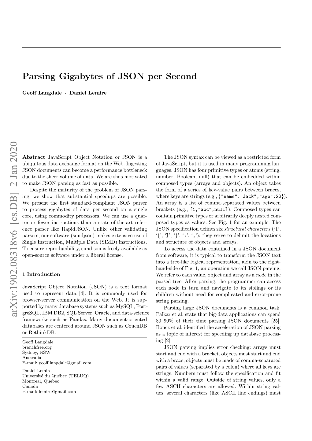 Parsing Gigabytes of JSON Per Second