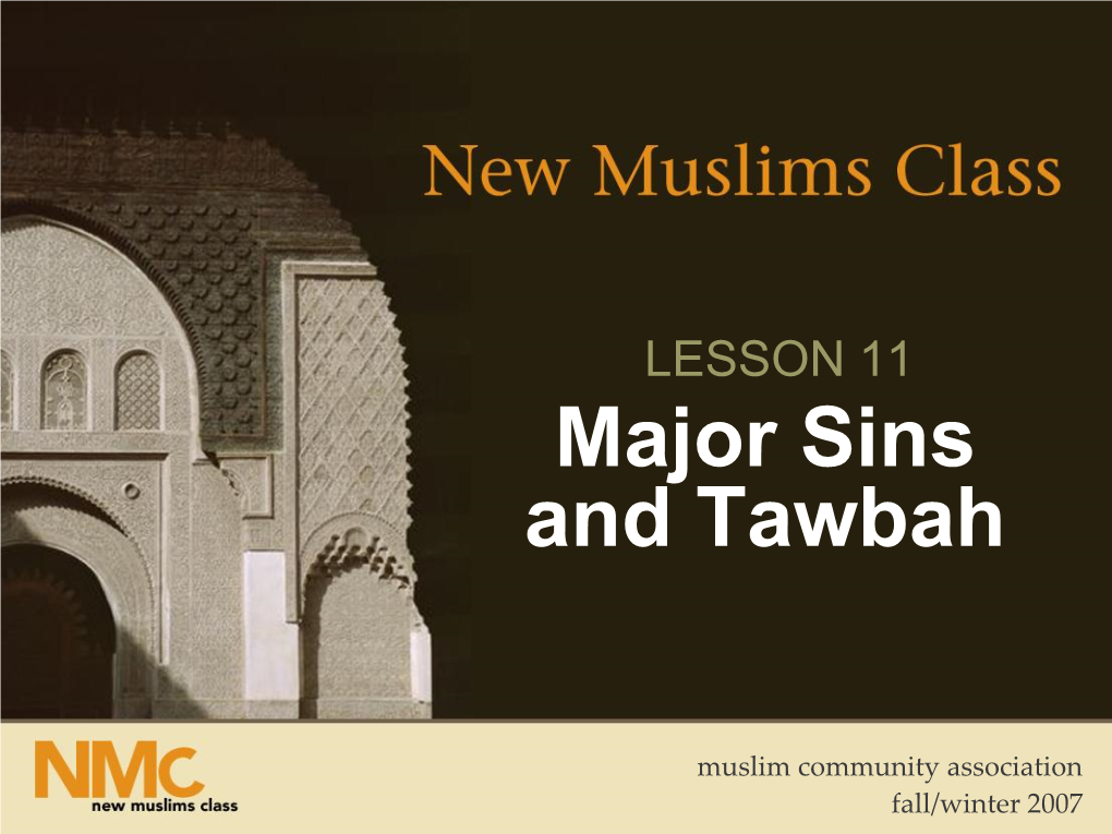 Major Sins and Tawbah