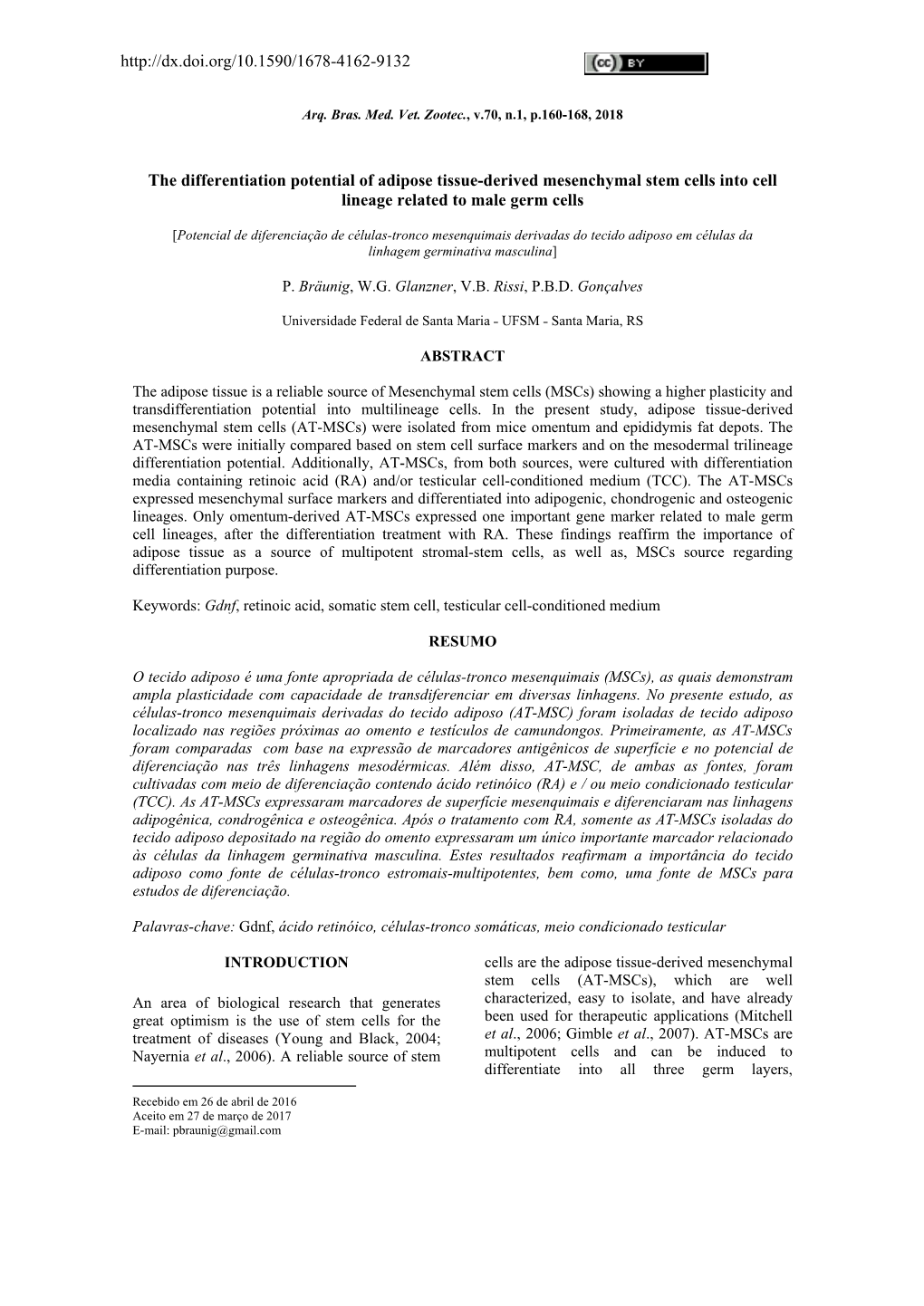 The Differentiation Potential of Adipose Tissue-Derived Mesenchymal Stem Cells Into Cell Lineage Related to Male Germ Cells