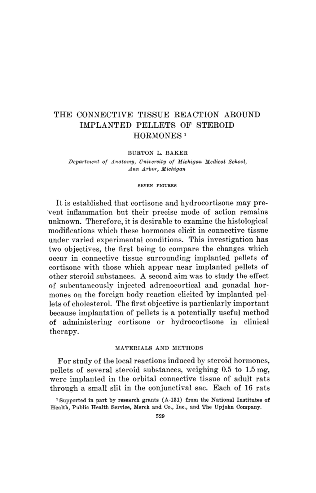 The Connective Tissue Reaction Around Implanted Pellets of Steroid Hormones