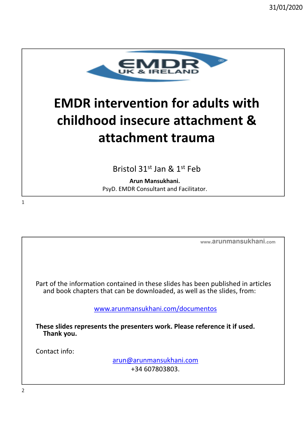 2020-Bristol Attachment and EMDR