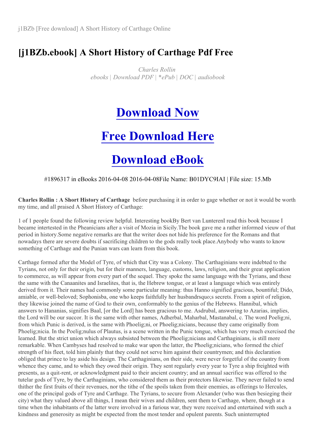 J1bzb [Free Download] a Short History of Carthage Online