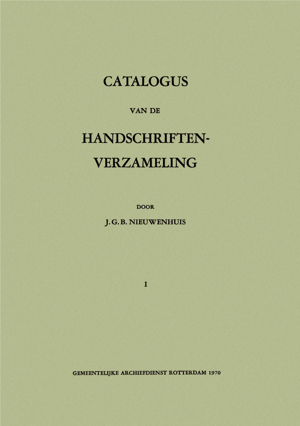 Catalogus Handschriften- Verzameling