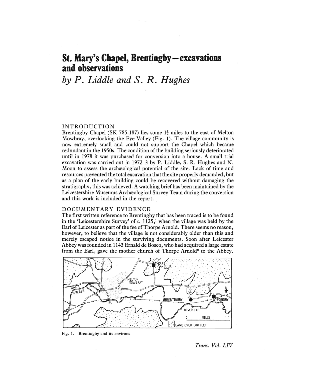 St. Mary's Chapel, Brentingby-Excavations and Observations by P