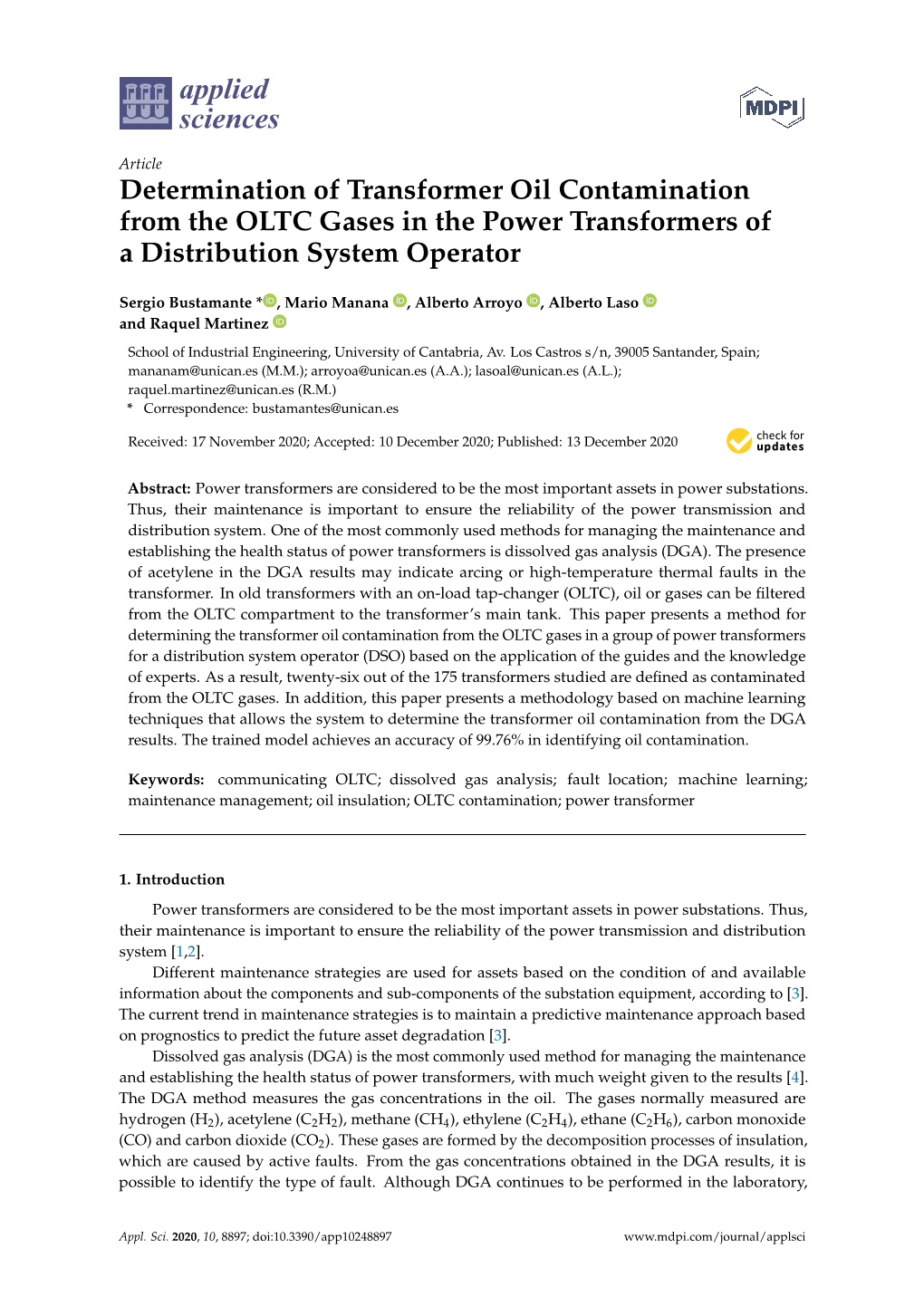 Determination of Transformer Oil Contamination from the OLTC Gases in the Power Transformers of a Distribution System Operator
