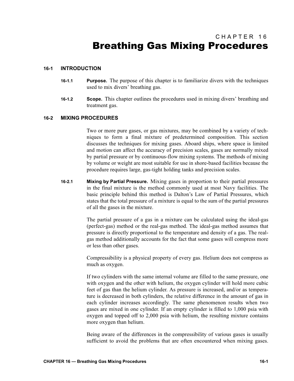 Breathing Gas Mixing Procedures