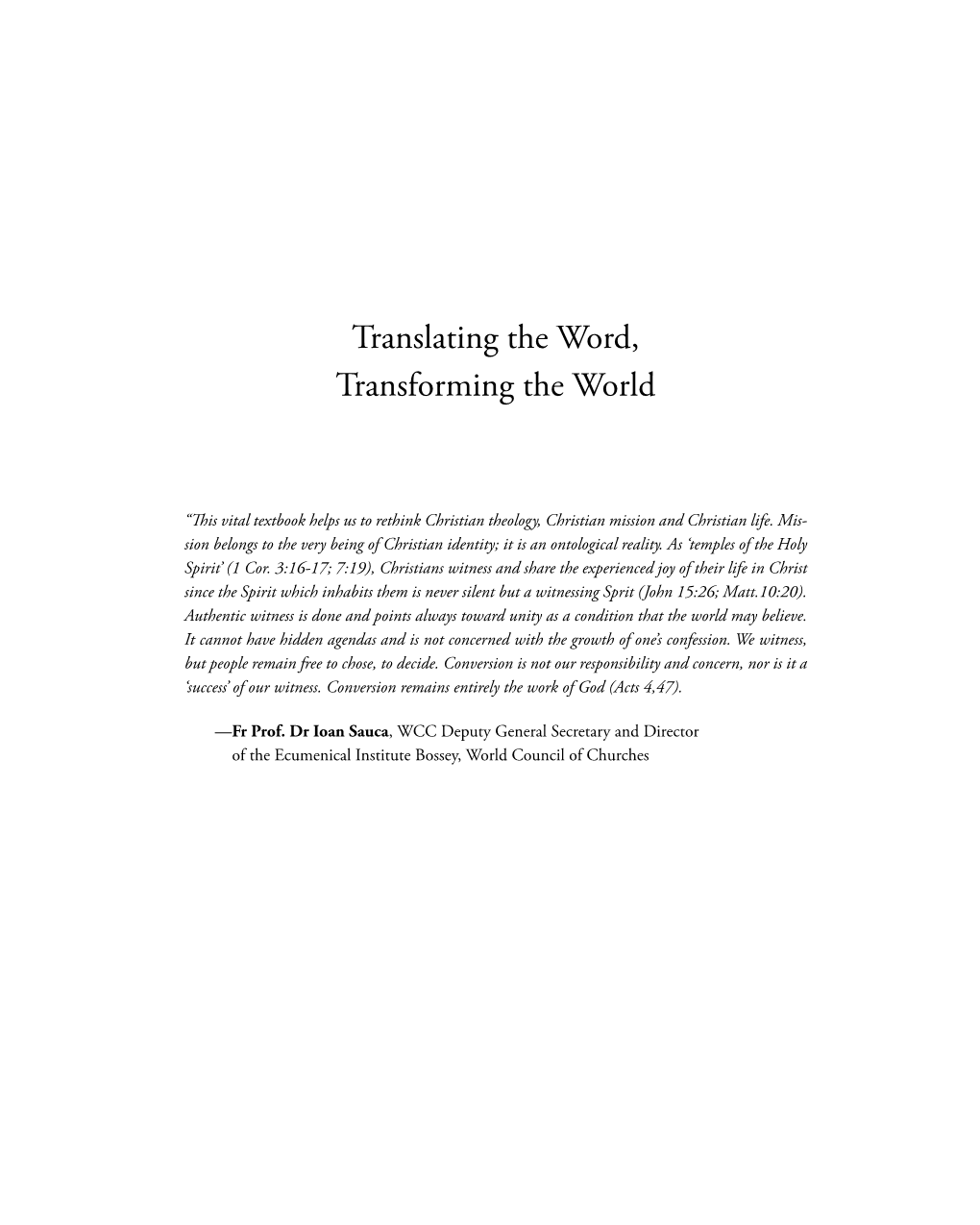 To Download Translating the Word, Transforming the World As A