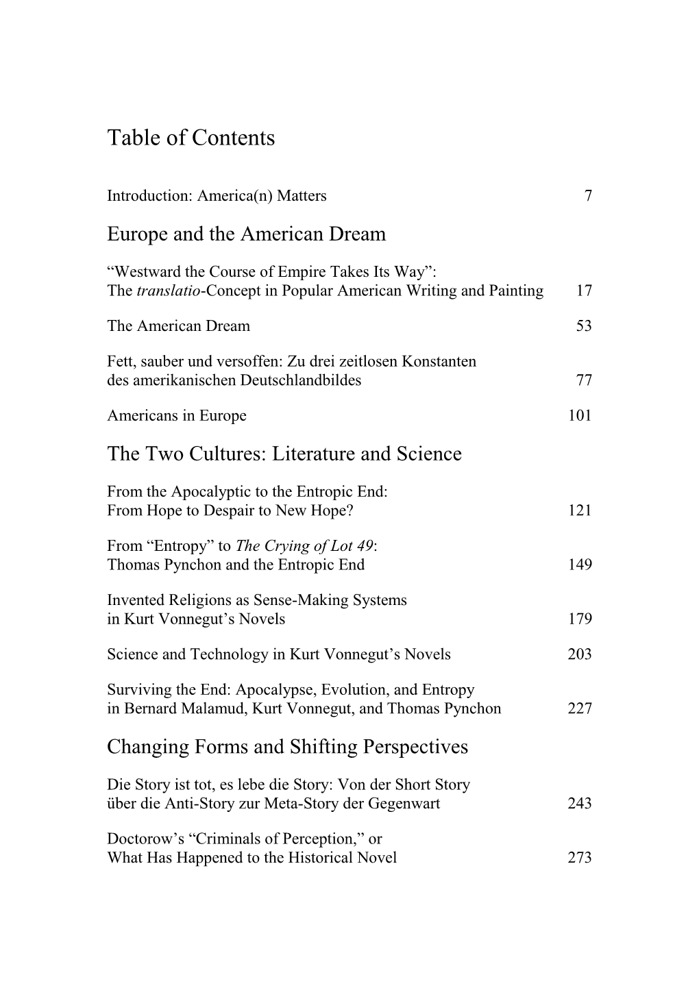 Table of Contents