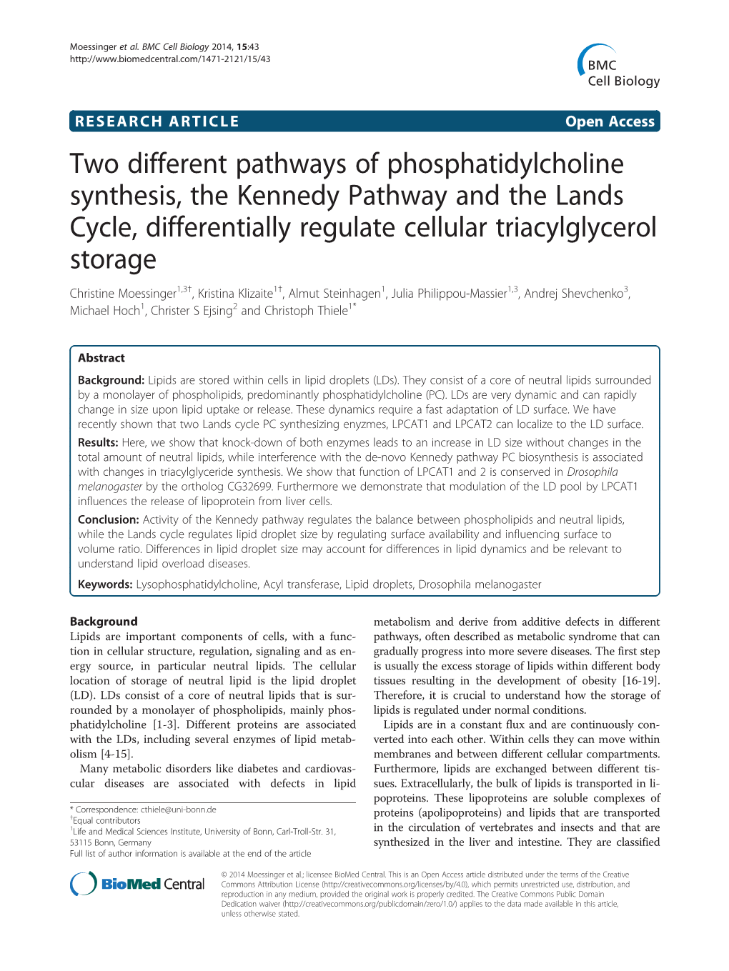 Two Different Pathways of Phosphatidylcholine Synthesis, The