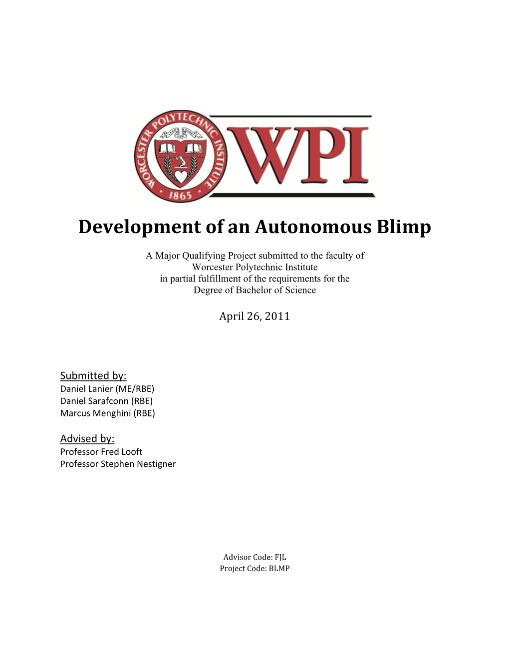 Development of an Autonomous Blimp