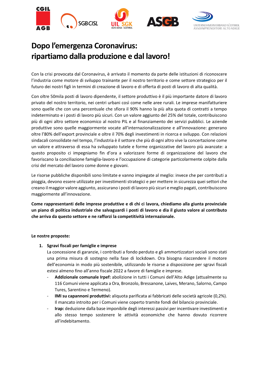 Dopo L'emergenza Coronavirus: Ripartiamo Dalla Produzione E Dal