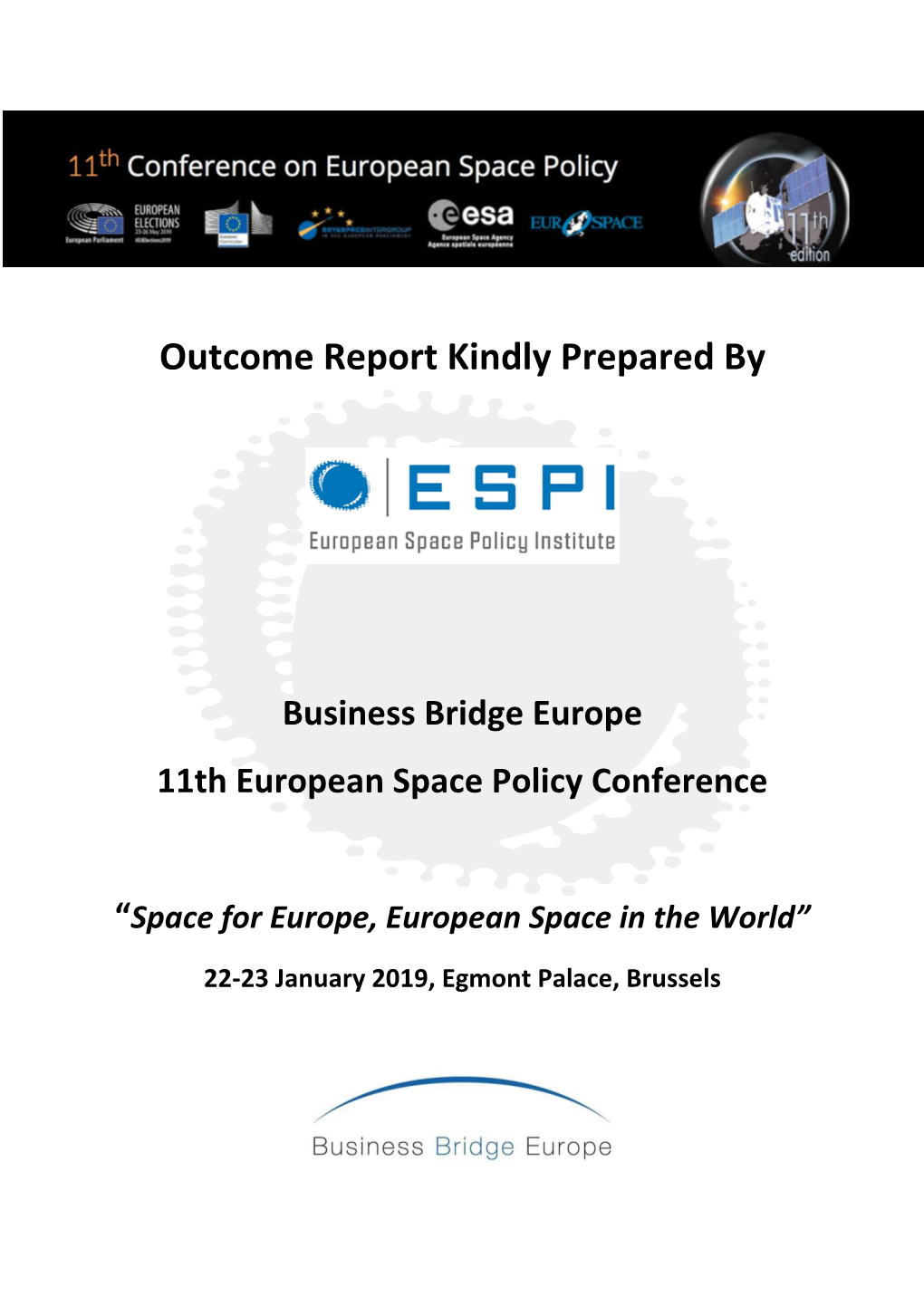 Siness Bridge Europe 11Th European Space Policy Conference