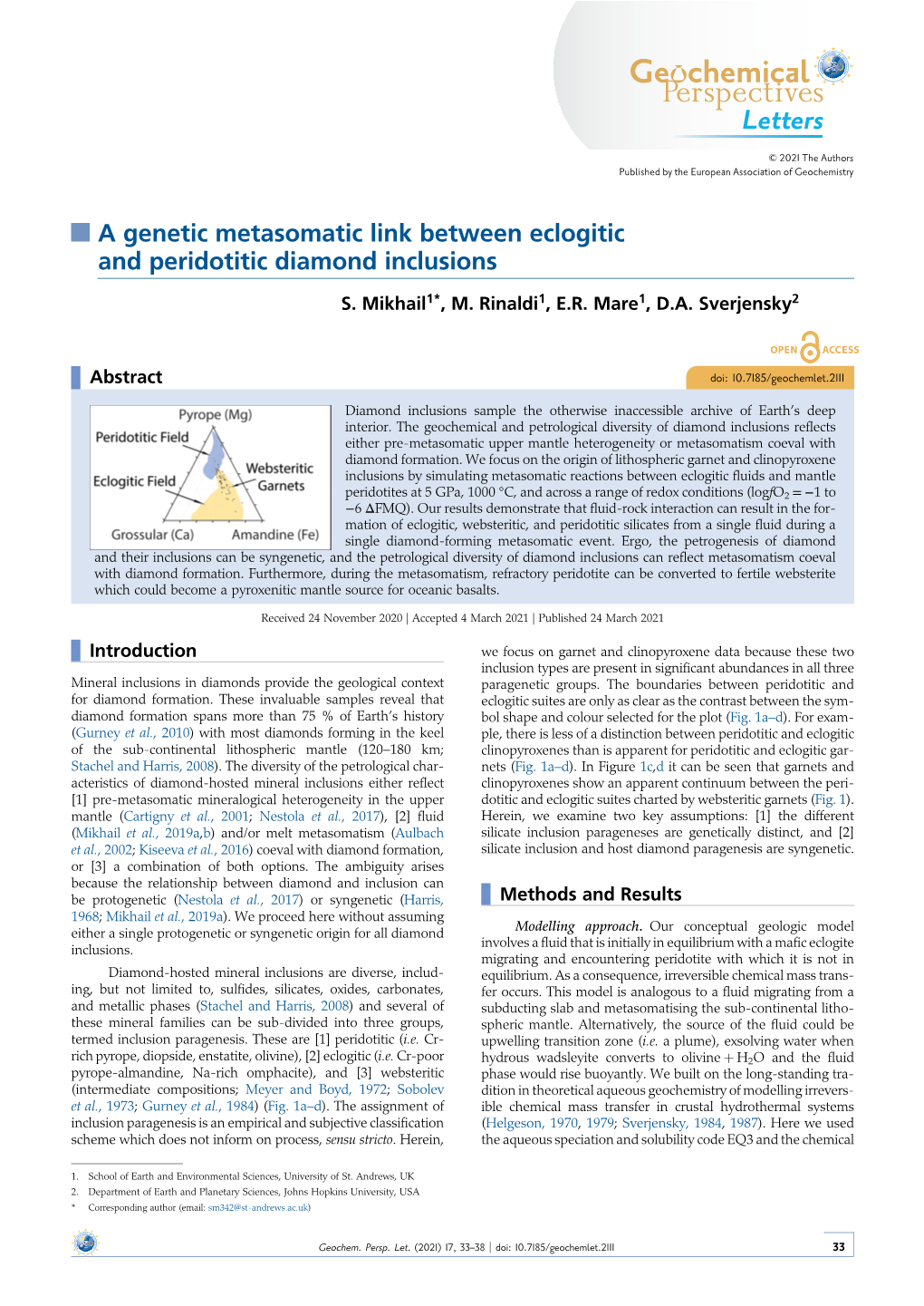 A Genetic Metasomatic Link Between Eclogitic and Peridotitic Diamond Inclusions