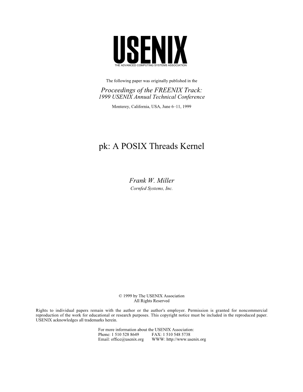 A POSIX Threads Kernel