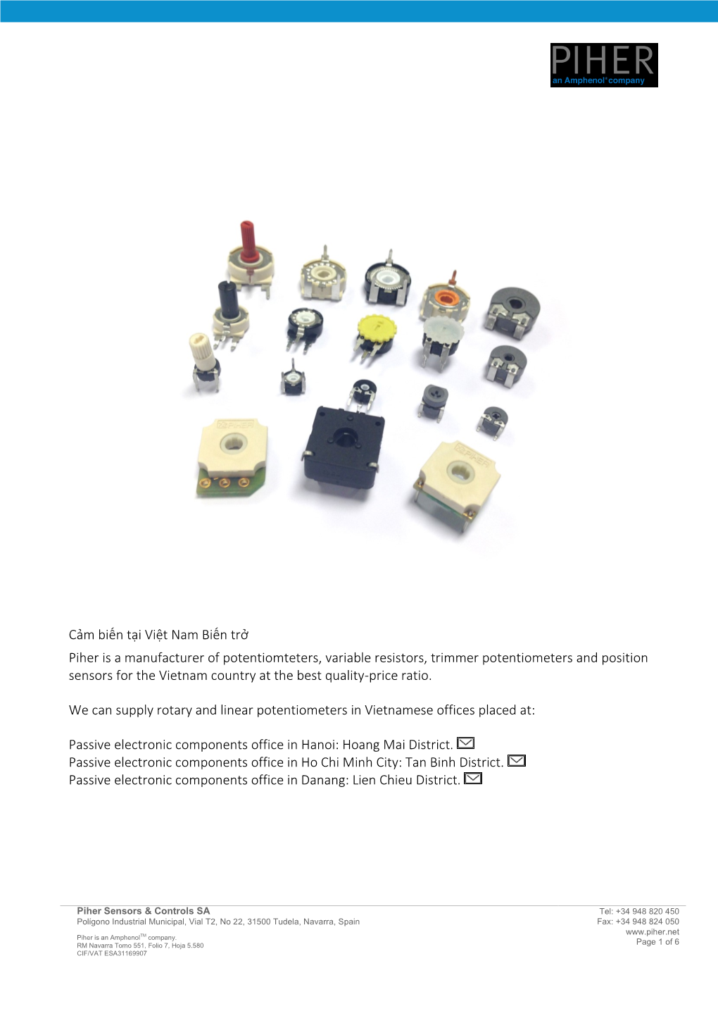 Cảm Biến Tại Việt Nam Biến Trở Piher Is a Manufacturer of Potentiomteters