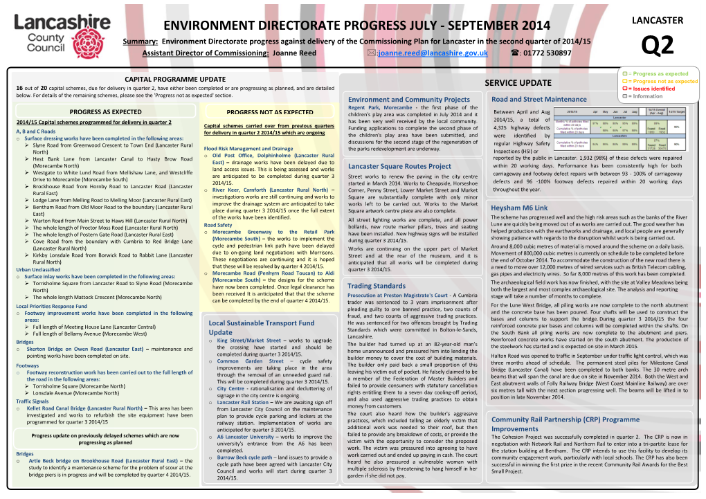 Environment Directorate Progress July