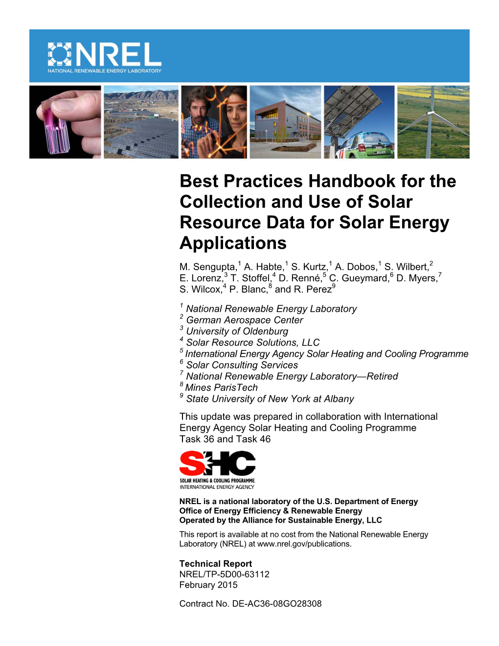 Best Practices Handbook for the Collection and Use of Solar Resource Data for Solar Energy Applications M