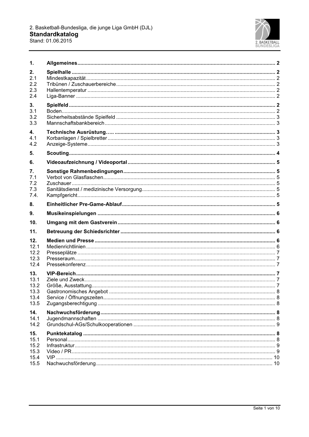 Standardkatalog Stand: 01.06.2015