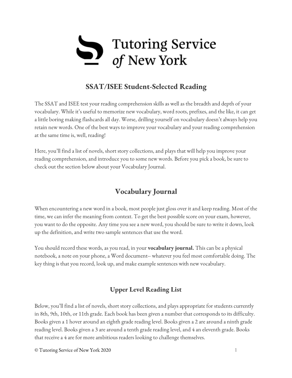 SSAT & ISEE Upper Level Reading