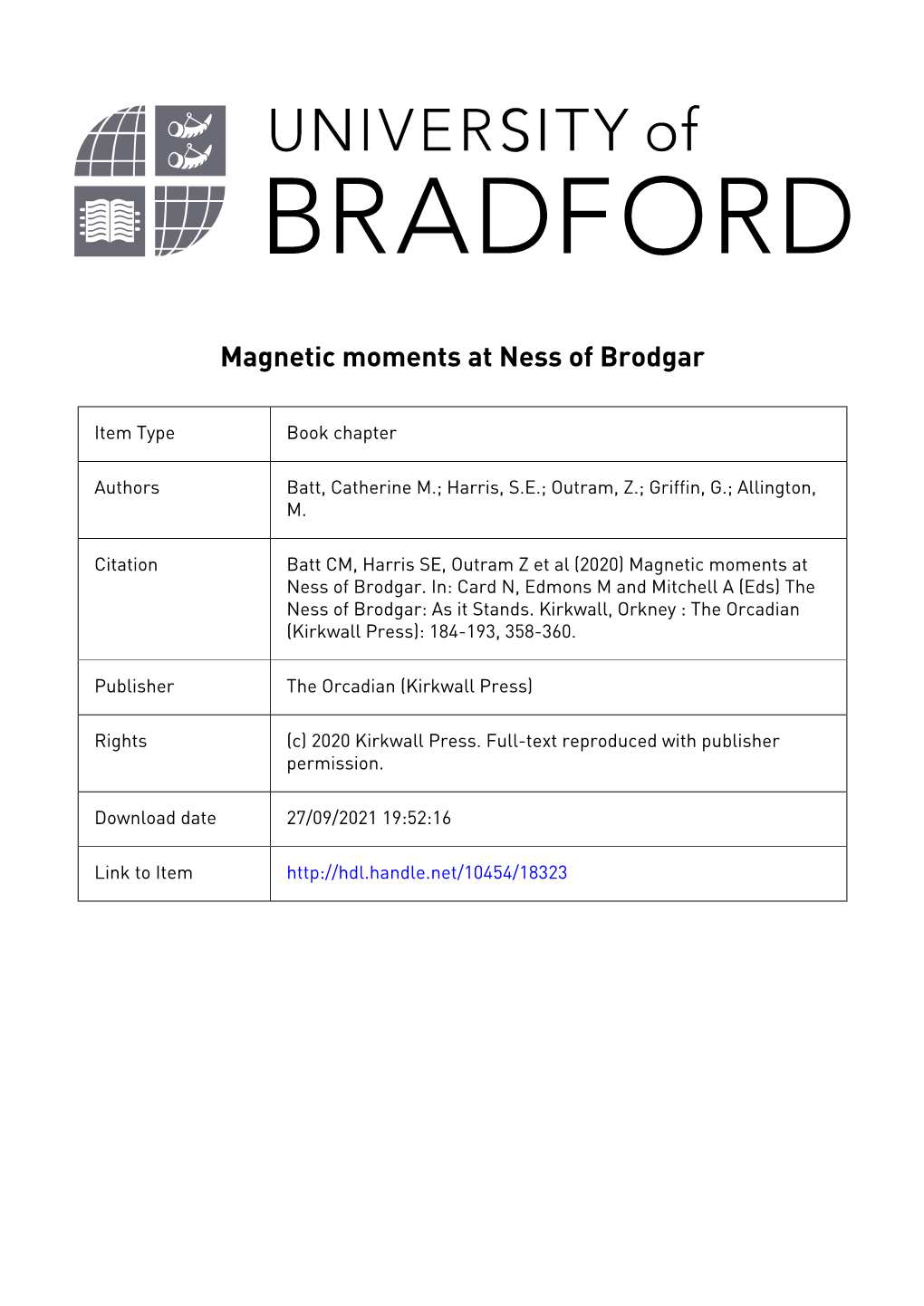 15 Magnetic Moments at Ness of Brodgar