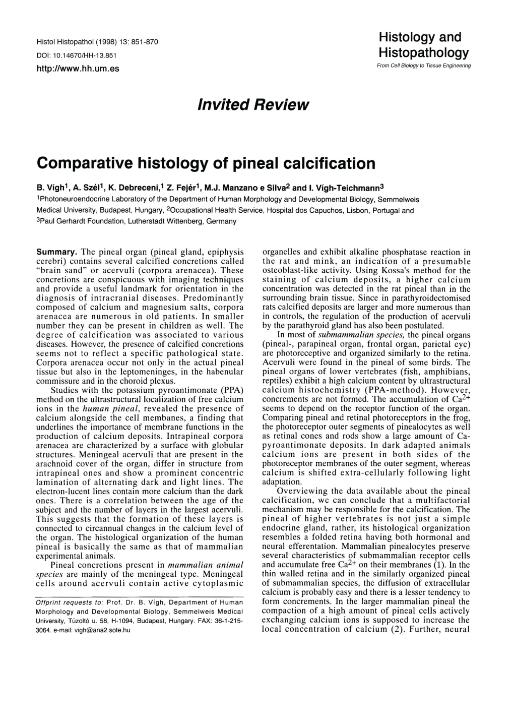 Invited Review Comparative Histology Of