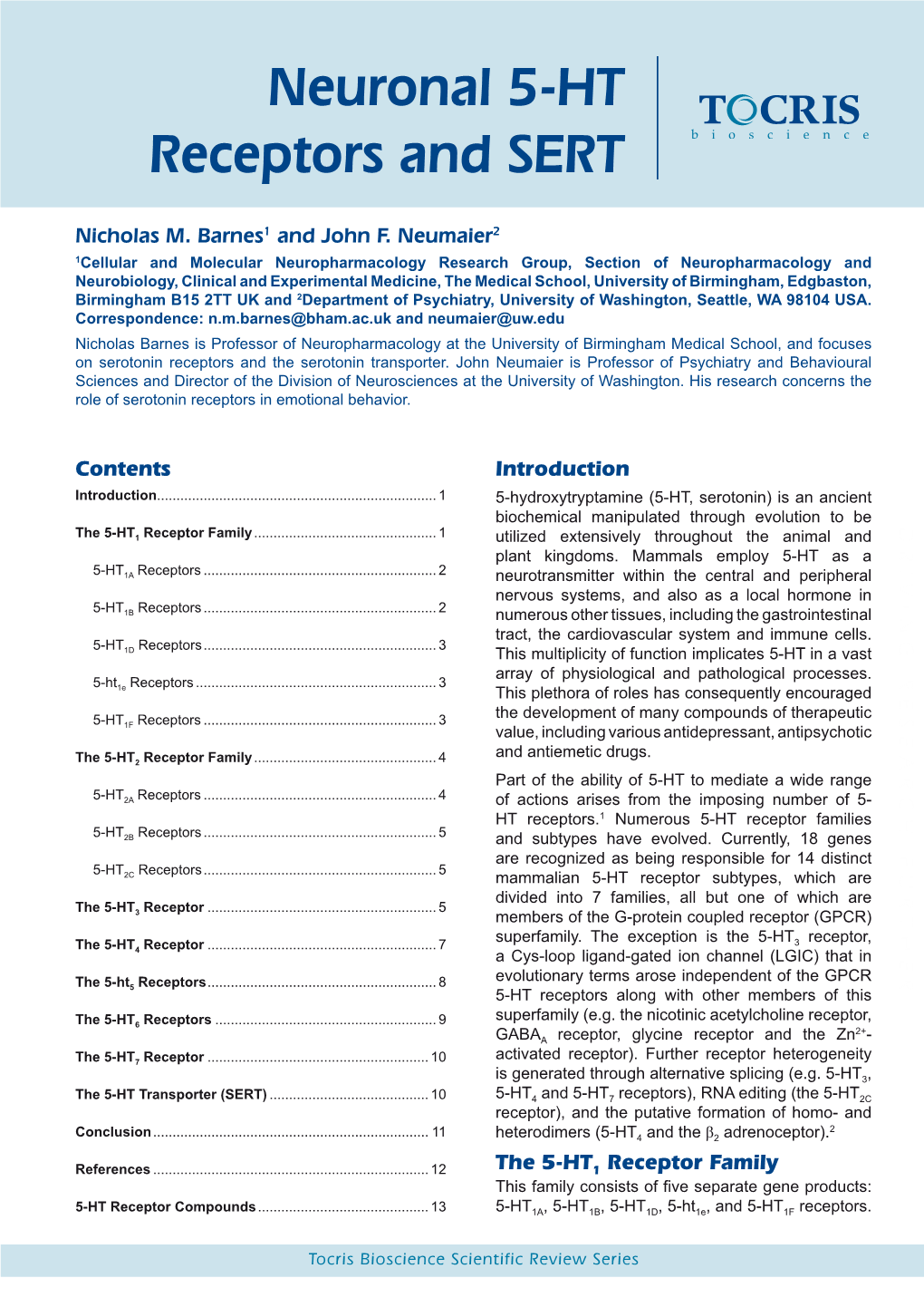 5-HT Receptors Review