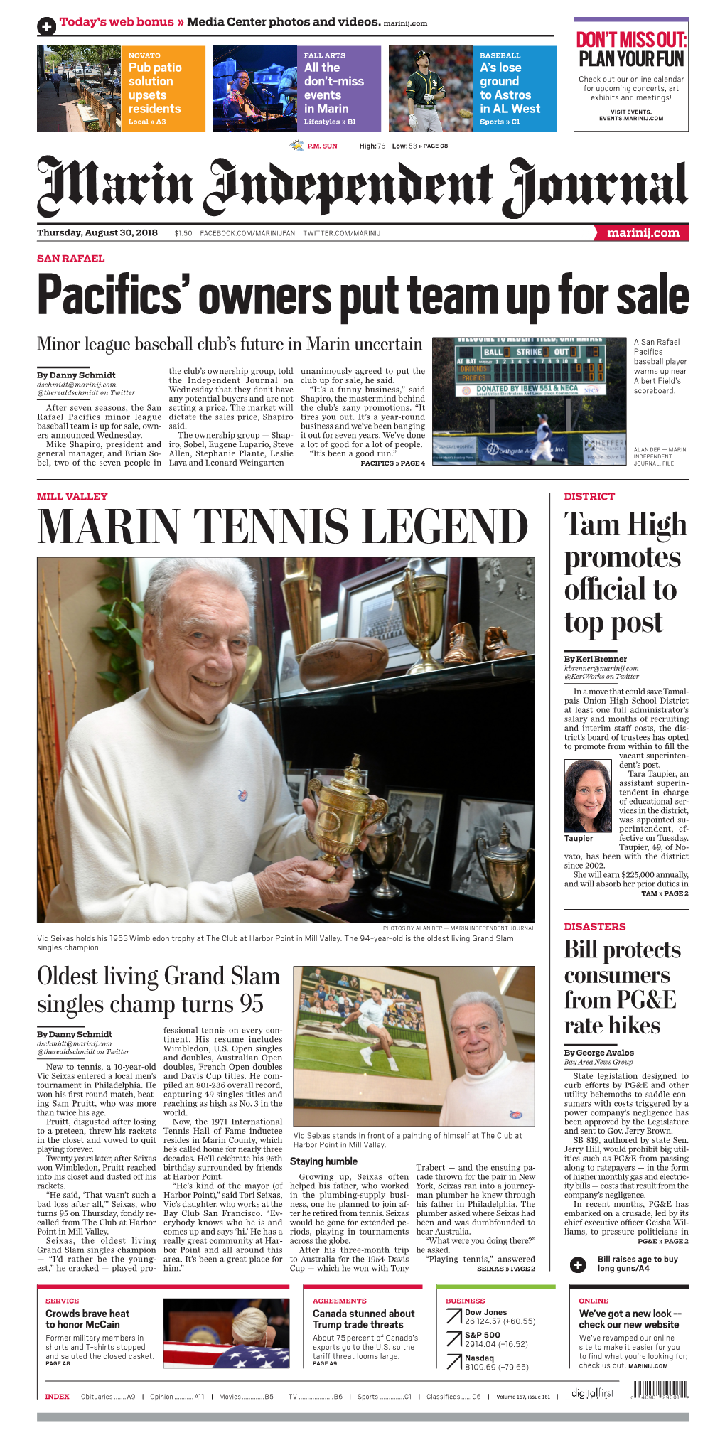 MARIN TENNIS LEGEND Tam High Promotes Official to Top Post