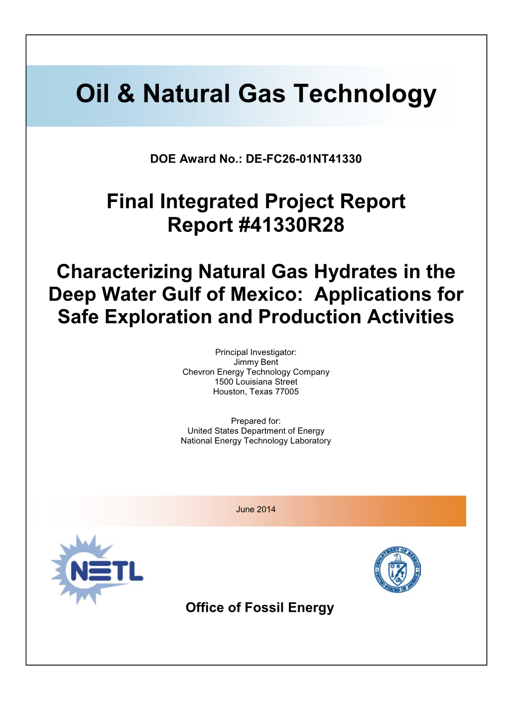 Characterizing Natural Gas Hydrates in the Deep Water Gulf of Mexico: Applications for Safe Exploration and Production Activities