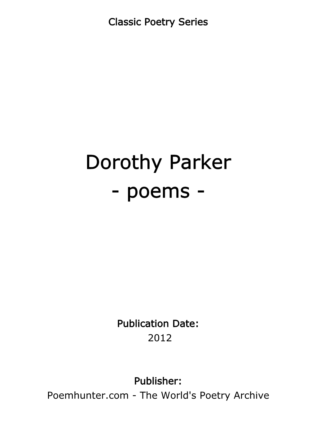 Dorothy Parker - Poems