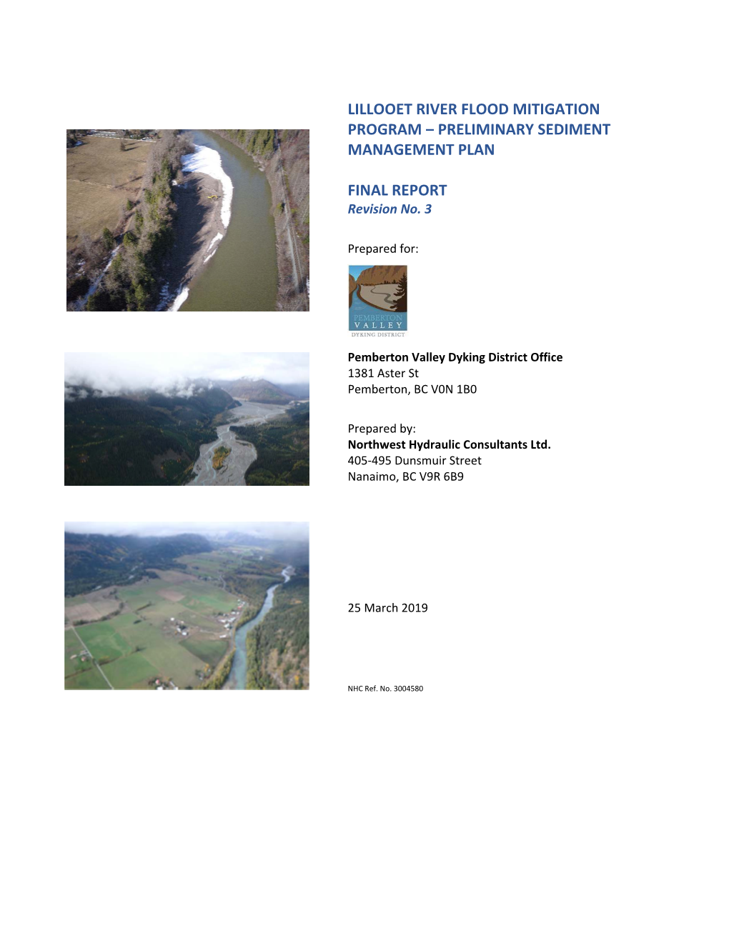 Lillooet River Flood Mitigation Program – Preliminary Sediment Management Plan