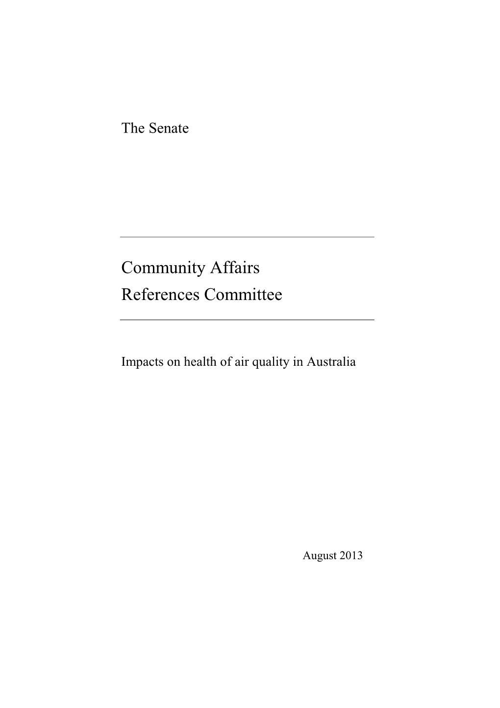 Report: Impacts on Health of Air Quality in Australia